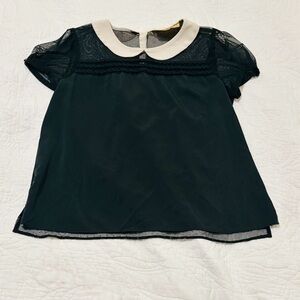 Princess Vera Wang Black Lace Blouse with ivory Collar